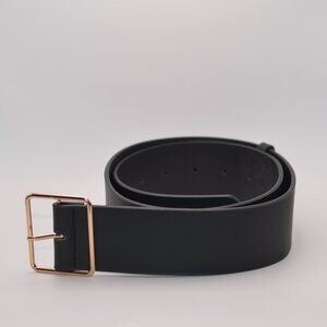 Womens Wide (2in) Black Belt with Gold Buckle